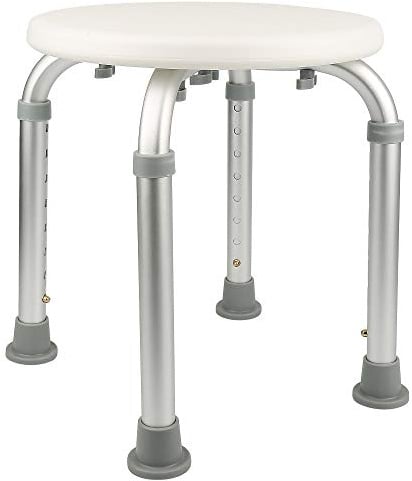 HUOLE Duschhocker - Aluminium, rutschfeste Füße, höhenverstellbar, max. 136 kg Belastung, für ältere Menschen und Behinderte (32 x 32 x 36 - 54 cm)