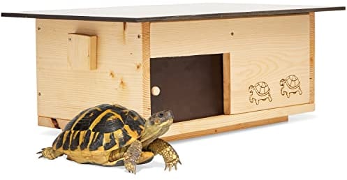 Woid Herz Abri pour Tortues de qualité supérieure en Bois Massif (SH3) - Résistant aux intempéries avec Fond et Porte coulissante - Ventilation réglable