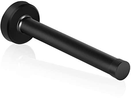 Door Stops, 150mm/6Inch Long Door Stopper Black Door Stops Wall Mounted Tall Modern Door Stop Heavy Duty Stainless Steel Doorstop with Sound Dampening Rubber Tip Door Stoppers for Skirtings, 1Pack