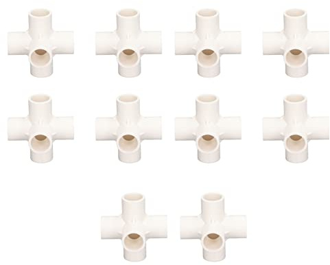 Lot de 10 Connecteurs de Raccord en PVC, 5 Voies de Sortie Latérale en T Connecteur Coudé en PVC avec Noir et Blanc Disponible pour les Raccords de Tuyau de Serre(Blanc)
