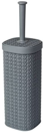 Blue Canyon Lace Toilet Brush & Holder for Bathroom, Flexible Toilet Bowl Plastic Brush Head for Deep Cleaning, Compact Size, Elegant Design with Odour Free Holder – Grey