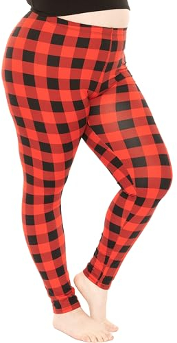 Stretch is Comfort Damen-Leggings in Übergröße, knielange und volle Länge, Größe XL, 7X, Buffalo Plaid, 2X