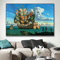 ZHMANLUCK Salvador Dali Schiff mit Schmetterling Insekt HD-Druck Leinwand Gemälde Poster und Drucke gerahmt Wandkunst Bild für Wohnzimmer 80 x 125 cm (32 x 49 Zoll) mit Rahmen