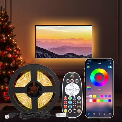 Diyife Ruban LED 3M [avec Télécommande], 5050 RGB Lumineuse Flexible Multicolore Bande LED, Connexion Bluetooth, Synchronisation Musique/Voix, Décoration DIY pour Les Fêtes, Festivals, Événements