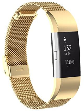 Gheper Metallband Kompatibel mit Fitbit Charge 2 / Charge 2 HR Mesh Woven Edelstahl Smartwatch Armbänder Ersatzarmband