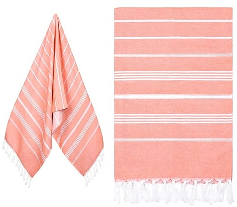 Eucomir Türkischer Strandtuch,Hamamtuch Strandtuch180x90CM für Erwachsene und Kind,Strandtuch Groß,Strandhandtuch,Schnell Trockenes Handtuch,für Strand/Schwimmen/Yoga/Reisen,Tropisches Orange