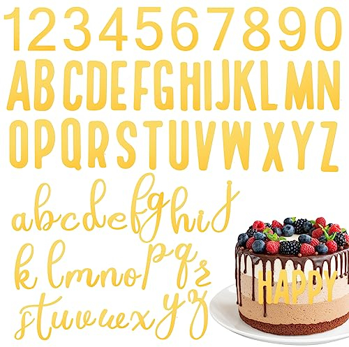 AIBAOBAO 124-teiliges Buchstaben-Deko-Set in Gold, Alphanumerischer Tortenaufsatz für Party & Feier