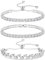 JeweBella 3PCS Tennis Armband Damen Silber Verstellbares Kristall Zirkonia Armbänder Set Glänzender Diamant Armband Klassisches Tennis Armbänder Schmuck Geschenk für Frauen Freundin Mutter Ehefrau