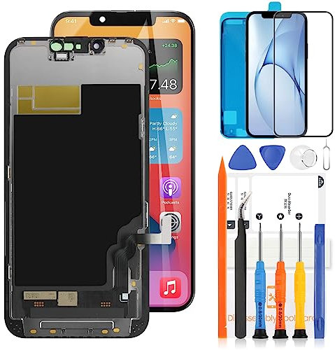 LADYSON LCD Bildschirm für iPhone 13 LCD Bildschirm für iPhone 13 A2633 A2482 A2631 A2634 A2635 LCD Display Touchscreen Digitizer Ersatz-Kit + Werkzeug (Incell, kein Original)