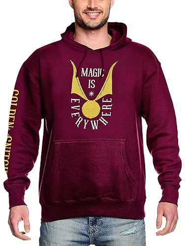 Elbenwald Harry Potter Goldener Schnatz Hoodie für Herren Damen Unisex Baumwolle rot - M