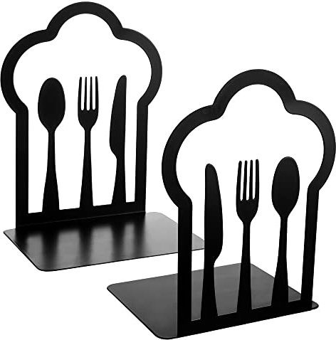 Upluckey Serre-livres de cuisine en métal en forme de nuage - Fourchette - Cuillère - Support pour étagères - Noir