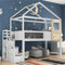 buiesjole Hausbett Treppe Mit 3 Schubladen Kinderbett 90x200 cm Mit Rausfallschutz Und Lattenrost Hochbett Mit Fenster Jugendbett Für Kinder Jugendliche Einzelbett Für Kinderzimmer Weiß