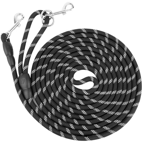 4,5M Longe pour Chien, Laisse de Dressage avec Poignée, Laisse de Dressage pour Chien pour Chiots et Petits, RISVOWO Moyens et Grands Chiens, Noir Corde