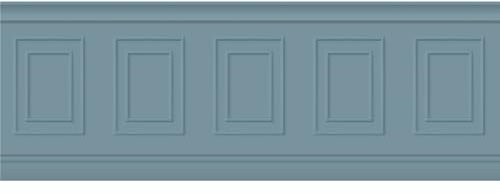 Papier peint panoramique, bleu gris, effet trompe l'oeil, boiseries soubassement, 70 cm X 195 cm
