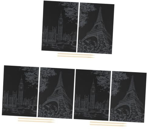 SAFIGLE 6 Stk Kratzmalerei selber machen Kinder kratzen Papier schwarzes Kratzpapier mitbringsel kindergeburtstag schwarze Kratzlackierung Kinderkratzpapier bunt Bambus
