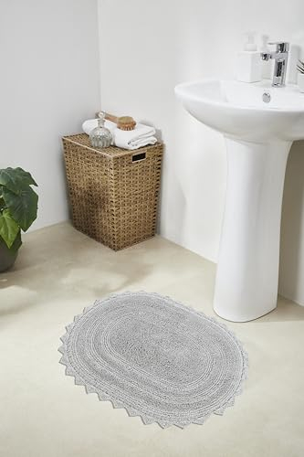 Better Trends Luxuriöser Lilly Häkelteppich, oval, 43,2 x 61 cm, 100% Baumwolle, Badezimmerteppich, weich, wasserabsorbierend, waschbar, wendbar, für Badezimmer, Bodendekoration, Schlafzimmer, Küche