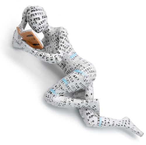 JJQHYC Harz Buchliebhaber Skulptur, Lesen Frau Statue für Bücherregal - Abstrakte Denker Ornament Wohnzimmer Regal Deko Leseratte Geschenk für Leser