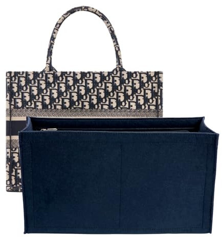 LOUKAYCCI Geldbörseneinsatz für Mini-Dior-Bücher, Tragetasche, Premium-Filz-Einsatz, mehrere Taschen, dunkelblau, klein