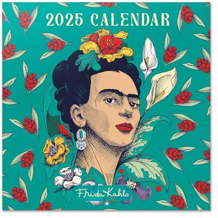Frida Kahlo Wandkalender 2025 30,5 x 30,5 cm FSC® plastikfrei - Beginnt Woche am Sonntag | Quadratischer Wandkalender | Familienplaner Kalender 2025 | Kunstkalender 2025