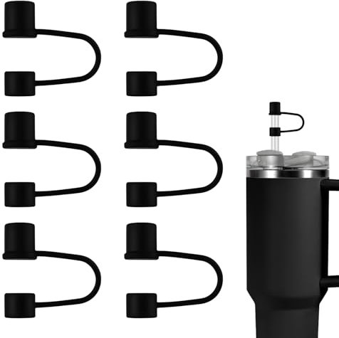 6pcs Couvercles de Paille Silicone pour Stanley Tasse 30 et 40 oz, 10mm Couvercles de Paille Anti-Fuite Embouts de Paille Couvercle Paille pour Stanley Tasse Accessoires (Noir)