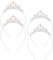 4 Stück Prinzessin Krone Tiara Mädchen Stirnband Kristall Strass Haarschmuck Hochzeit Braut Brautjungfer Tiara Geburtstag Weihnachten Dekoration Kopfschmuck(Gold Silber)