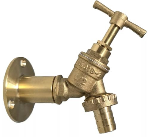 TC Outside Tap Garden Hose Union Bib Tap Kit 1/2 with Brass Compression Wall Plate Flange Boss