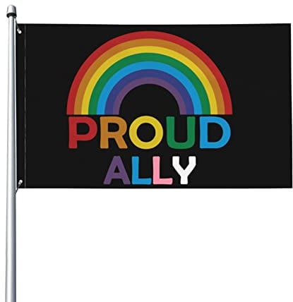 Stolzer Verbündeter, LGBT-Regenbogenherz, Gay-Pride-Flagge, 3 x 5 Fuß, Banner, Poster, dekorativer Hintergrund, Wanddekoration aus Polyester, anwendbar für Garten, Hof, Haus, Esszimmer und Außenbereic