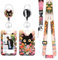 Yistoi Ausweishülle mit Band, Ausziehbarer Schlüsselanhänger Badge Holder, abnehmbarem Lanyard mit ID Kartenhalter Set für Lehrer, Ärzte und Studenten, (Blume und Schwarze Katze)