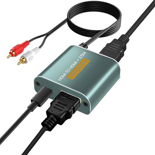 Extracteur HDMI Audio,HDMI Audio Extractor 4Kx2K HDMi vers Jack 3.5mm Extracteur numérique stéréo pour PS4 PS5 Blu-ray DVD Xbox