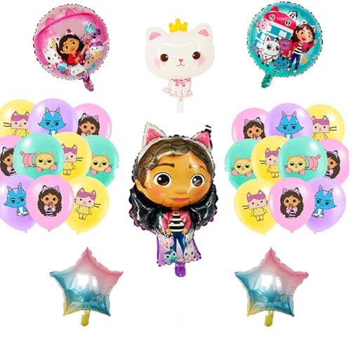 Gatto Compleanno Decorazioni Palloncini 26 Pezzi, Gatti Tema Decorazioni per Bambini Bambine Compleanno, Palloncino in Llattice e Alluminio, Decorazione di Compleanno per Ragazza per Bambini