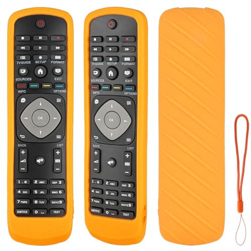 Custodia Telecomando in Silicone Compatibile Con Philips RM-L1225 RML1225 TV Telecomando Copertura Protettiva Antiurto Con un Cordino(Arancia)