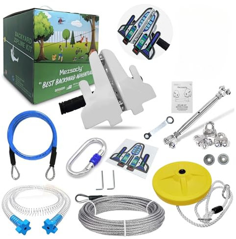 Seilrutsche Kinder Outdoor Slackline Outdoor, 24m 80FT Zipline Adventure Games seilbahn Kinder Outdoor, bis 150kg beständig, Seilrutsche für den Garten, Lila Flugzeugstil