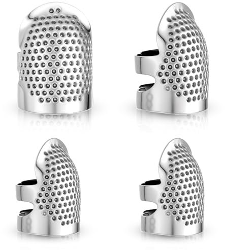 Apausvcm 4 Stück Fingerhut,Nähen Fingerhut,Verstellbarer Handgefertigter Fingerhut zum Nähen,Nähen Fingerschutz aus Metall,Sewing Thimble Ring zum Sticken Basteln Handnähen DIY-Nähwerkzeuge