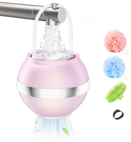 MoKo Bath Filter for Babies and Adults, Bath Water Filter for Tub, Removes Contaminants for Smoother Skin, Hair, Nails, Portable Shower Ball and Shampoo Brush, Pink