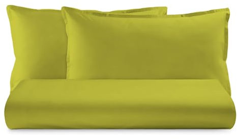 Novia - COLORFUL - Completo Letto Tinta Unita 100% cotone morbido, resistente e duraturo, comfort garantito 1 Piazza e Mezza, Oliva