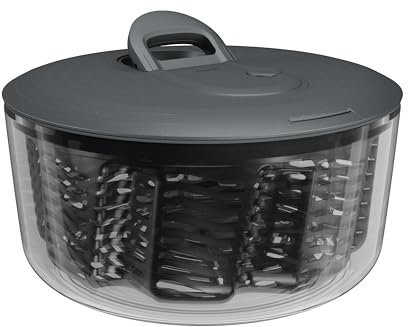 Zyliss Easy Spin Salatschleuder Groß, 6L, Mit Seilzug, Rutschfester Boden, Servierschüssel, AquaVent™-Technologie, Stopptaste, leicht zu reinigen