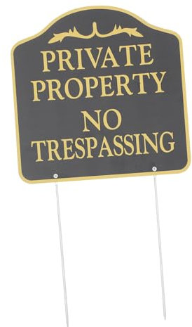 HEMOTON Private Property No Trespassing Sign with Stake Weatherproof Metal Security Sign for Outdoor Use Stylish Design for Garden and Deterrent Against Unwanted