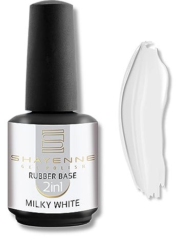2in1 Rubber Base Color Milky White 15 ml – Shayenne Nagellack Soak Off Gel UV/LED – Base Coat & Farbe – Gummibase für Nägel – Gellack, Nagelgel, langanhaltender Lack – Made in Germany