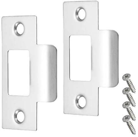 2PCS Door Strike Plate,70mm x 40.3mm with 8Pcs Matching Screws for Door Jamb Reinforcement（Silvery）