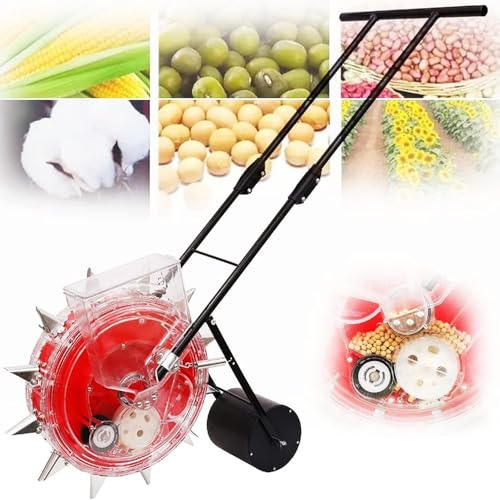 Manuelle Sämaschine und Düngerapplikator, Sämaschine für den Garten, tragbare Hand-Sämaschine zum Pflanzen von Mais, Baumwolle, Sojabohnen und Erdnüssen(8 Mouths)
