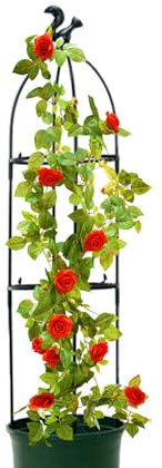 Treillis de jardin en fibre de verre – Tour de support robuste pour | Hauteur réglable de 25,4 cm de diamètre de la base en 94 cm/119,4 cm/144,8 cm | Pot pour roses, tomates