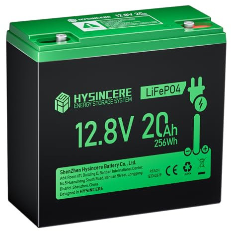 HYSINCERE Batteria al Litio LiFePO4 da 12V 20Ah con Protezione BMS Intelligente e 7000+ Deep Cycle, Batteria Ricaricabile per Camper, illuminazione di Emergenza, Campeggio, Tosaerba e Altri Piccoli