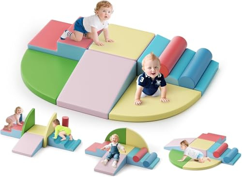 STYPLZ Blocs de construction en mousse pour enfants, blocs d'escalade d'intérieur, structures d'escalade pour enfants, blocs géants pour s'amuser et grimper, ((Ensemble de huit pièces