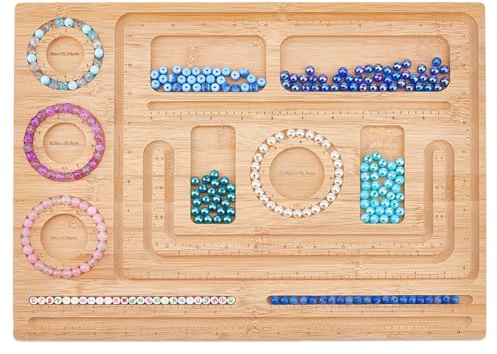 SUPERFINDINGS Wood Bead Board Racelet Board with Measurements Beginners Bead Design Boards Measuring Beads Tray Bamboo Beading Boards for Jewelry Bracelet Making DIY Bracelet Beads