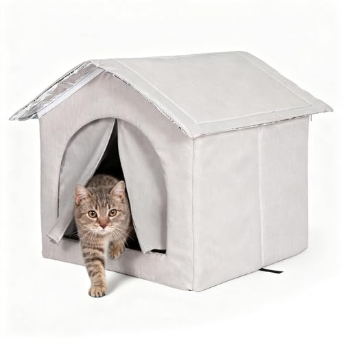 Katzen Außenunterstand,mit Netz warm großes Haustierzubehör,Außen Katzenhaus Winter Unterstand - Für Kätzchen Welpen Kleine Hunde Haustiere Kalte Witterung Innenbereich Garten Hof Rasen