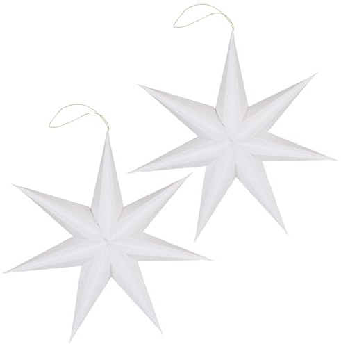 matches21 HOME & HOBBY Weihnachtsdeko Sterne zum Aufhängen Weiß 2er Set - 30 cm Papier Weihnachtsbaumschmuck