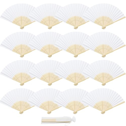 BORISCA Paper Fans for Wedding, Paper Fan Gift with Portable Bags