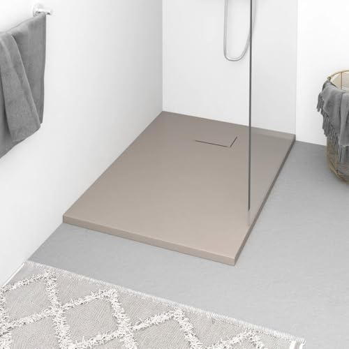 Piatto doccia 100 x 70 cm in SMC, piatto doccia piatto marrone con effetto ardesia, piatto doccia antiscivolo e indeformabile, per bagno senza barriere