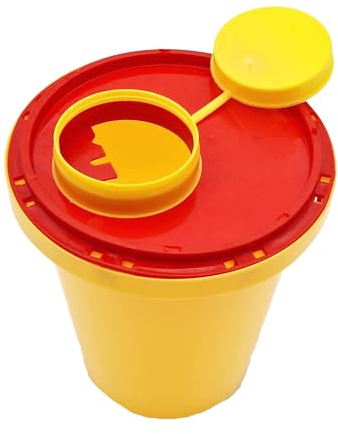 TIGA-MED Kanülen Abwurfbehälter | 5 Stück | 1 Liter / 1000ml | Kanülenbox Entsorgungsbox Kanülensammelbox Kanülensammler Nadelabfallbehälter