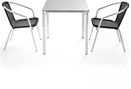 Shop Garten – Gartentisch quadratisch und 2 Sessel Aluminium